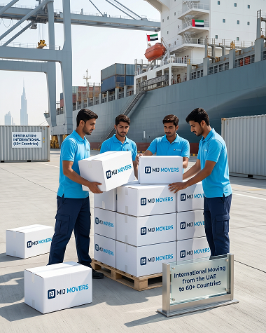 International shipping containers for MIJ Movers overseas relocation