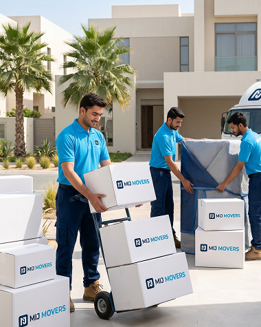 MIJ Movers crew relocating a villa in the UAE